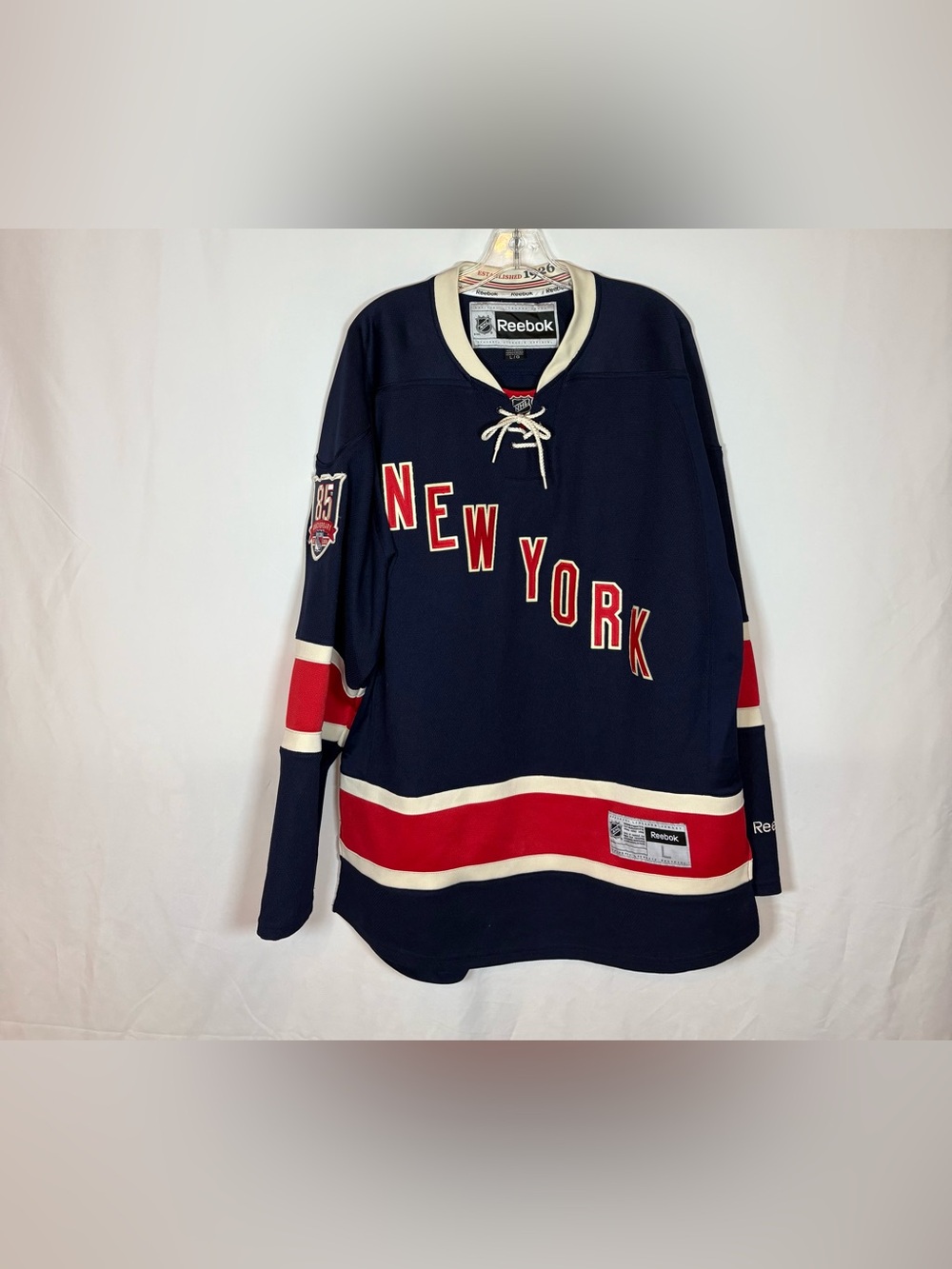 Reebok New York Rangers Alternate 85th Anniversary Hockey Jersey Size Large